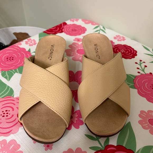 Vionic cream Leticia wedge sandals 8 - Picture 3 of 6